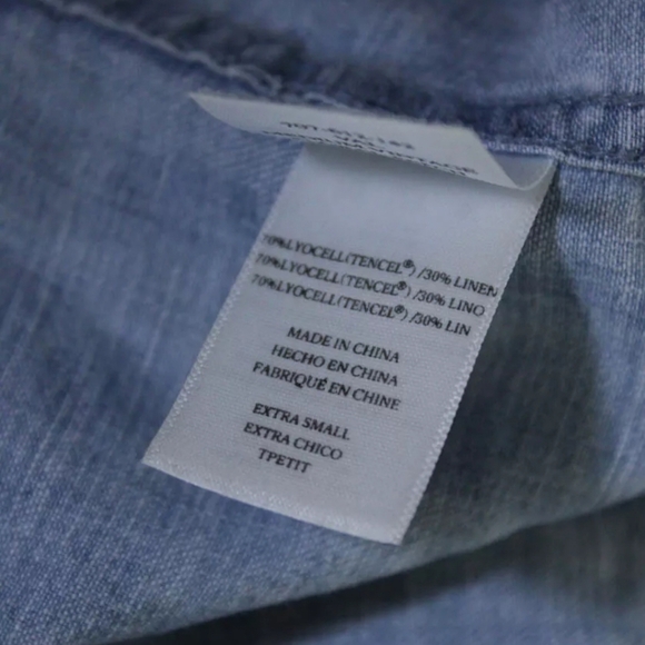 Rails Chambray Button Front Tie LS XS Embroidered - Picture 4 of 6